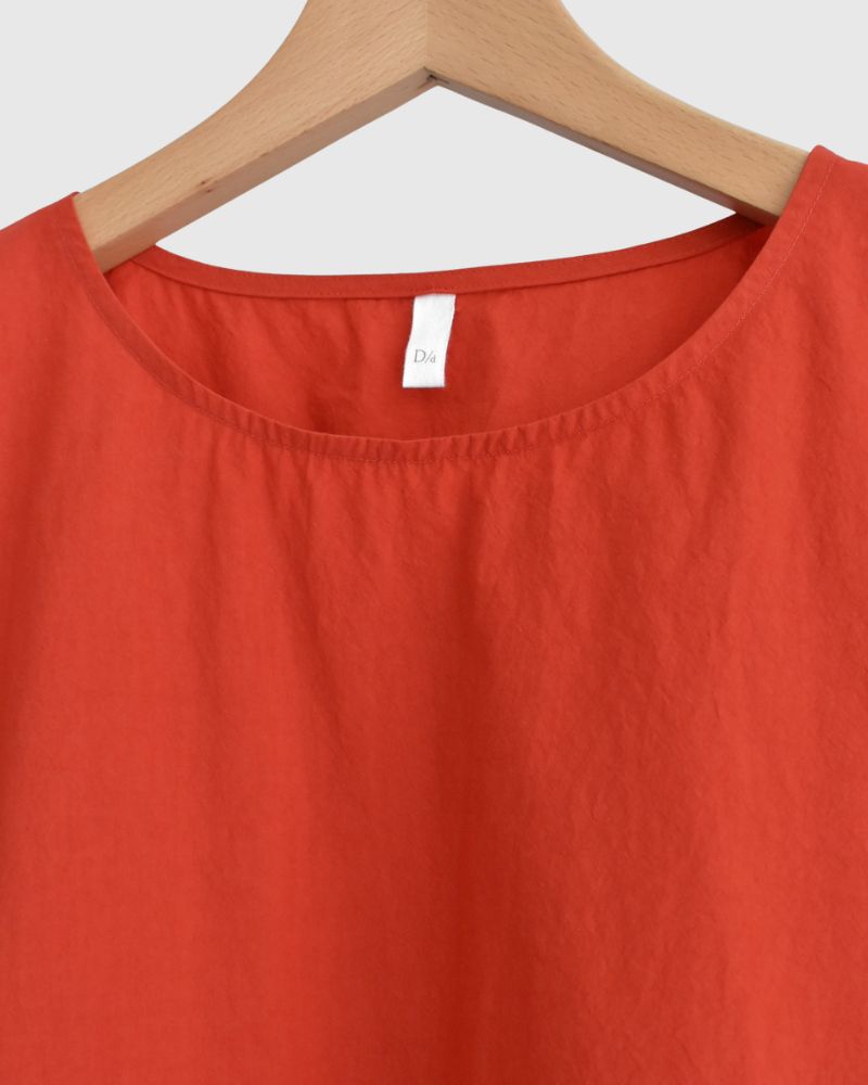 Drawstring Pullover in Orange