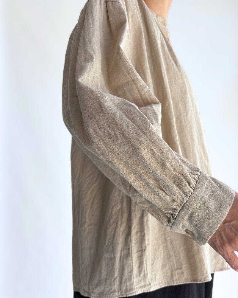 Camille Band Collar Shirt in Natural
