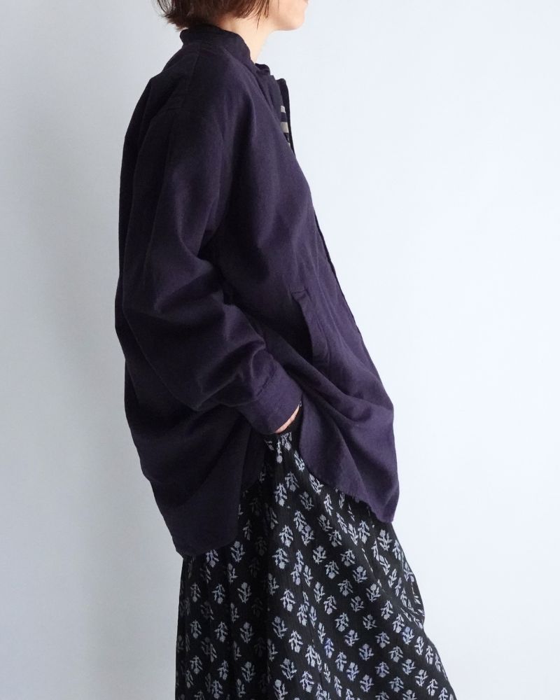 Stand Collar Shirt in Marine