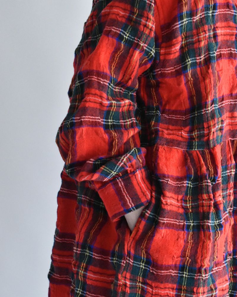 Cotton Wool Tartan Check Dress in Red
