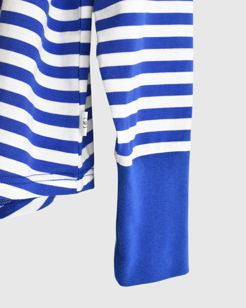 GIZANDY JERSEY BORDER LONG Tee in Blue/Off