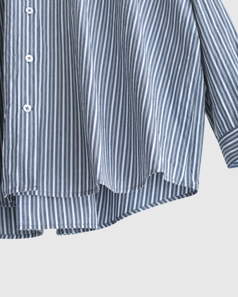 Regular Collar Big Shirt in White/Navy