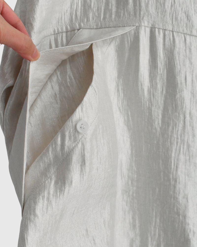 Shiny Hoodie Blouson in OffBeige