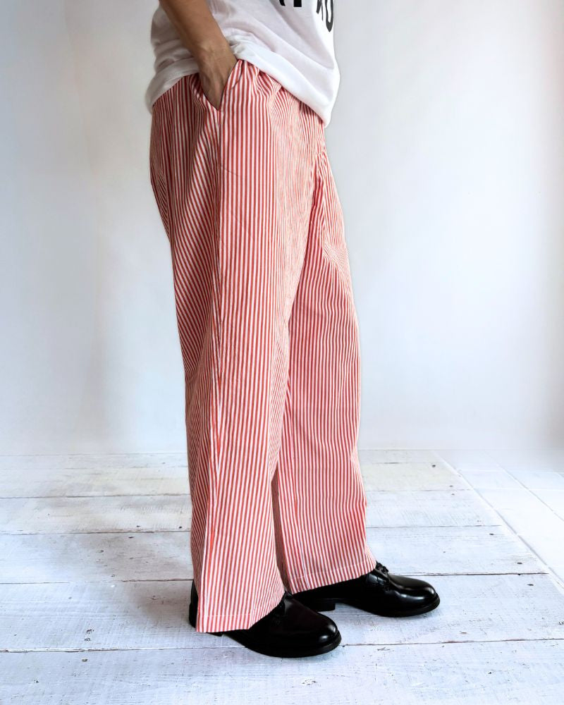 POPLIN STRIPE EASY PANTS in OrangeStripe