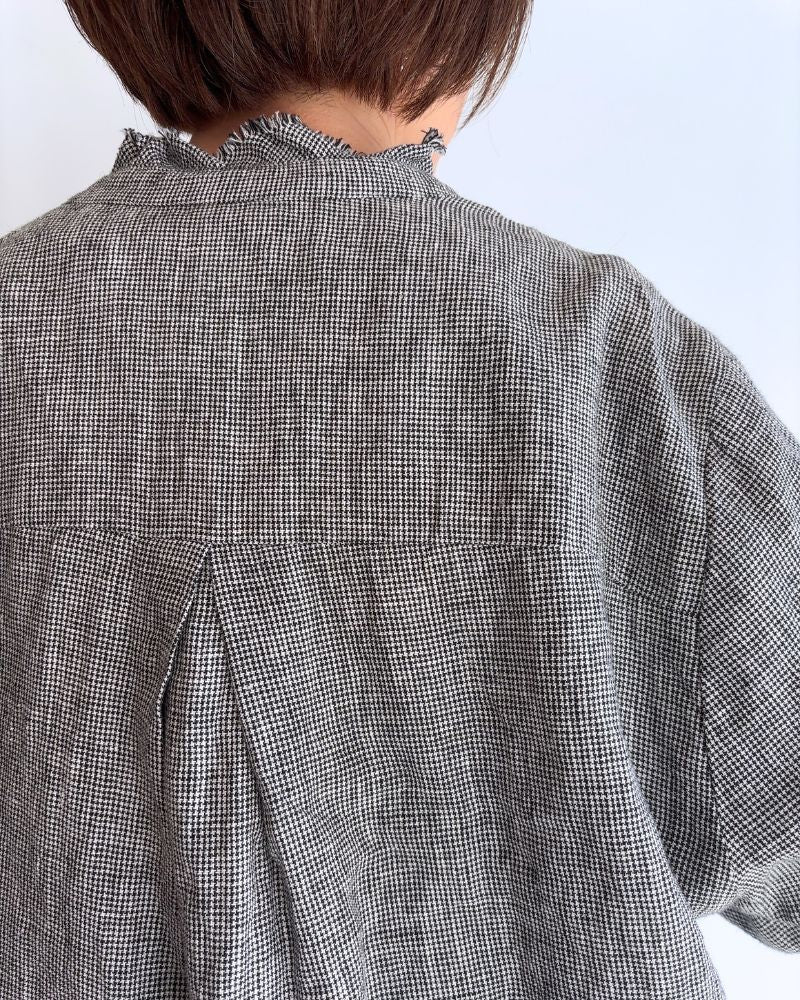 ANONYMOUS FRILL COLLAR CHINA JACKET in GrayBirdsEye