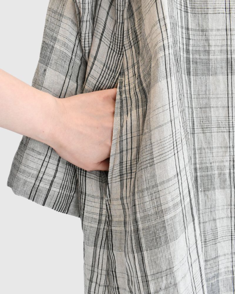 Linen Check Dress in Natural