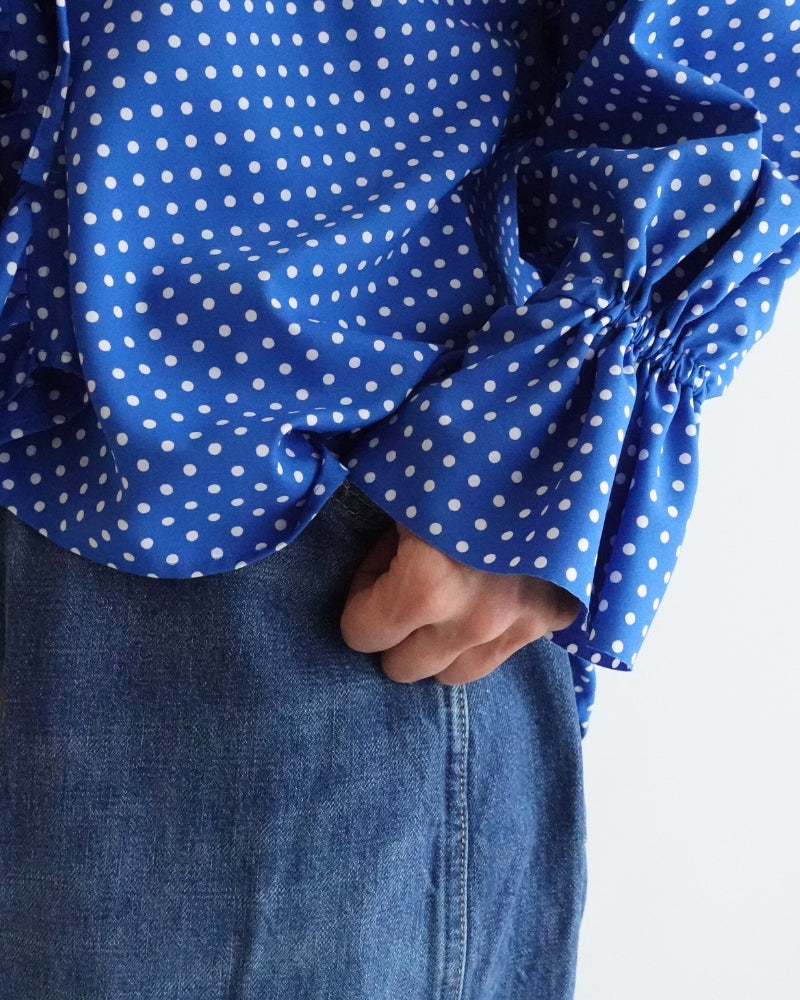 Dot Frill Blouse in Blue