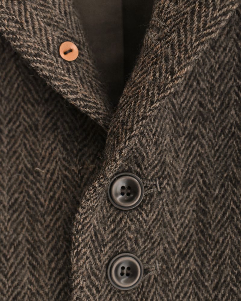 Wool Herringbone Wool Jacket in Brown
