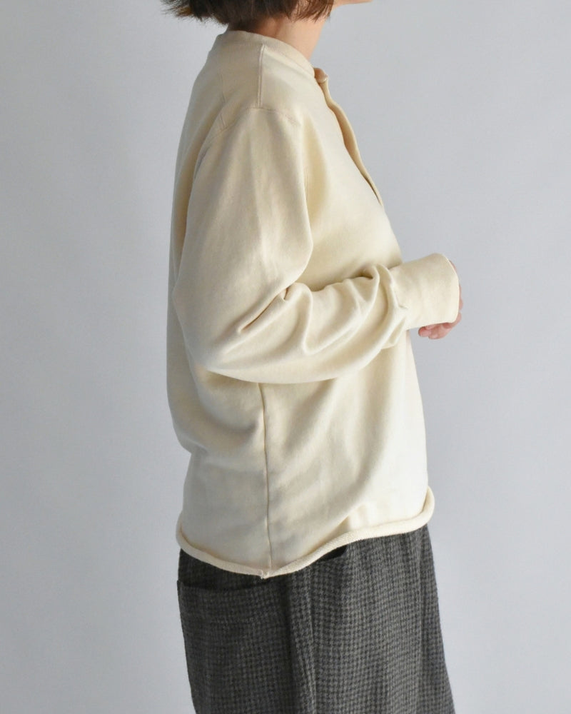 Recycle/Organic Henley Neck Sweatshirt in Ivory