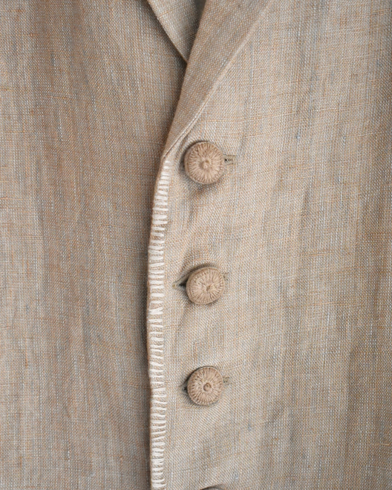 Handwoven 40 Linen Jacket in Beige
