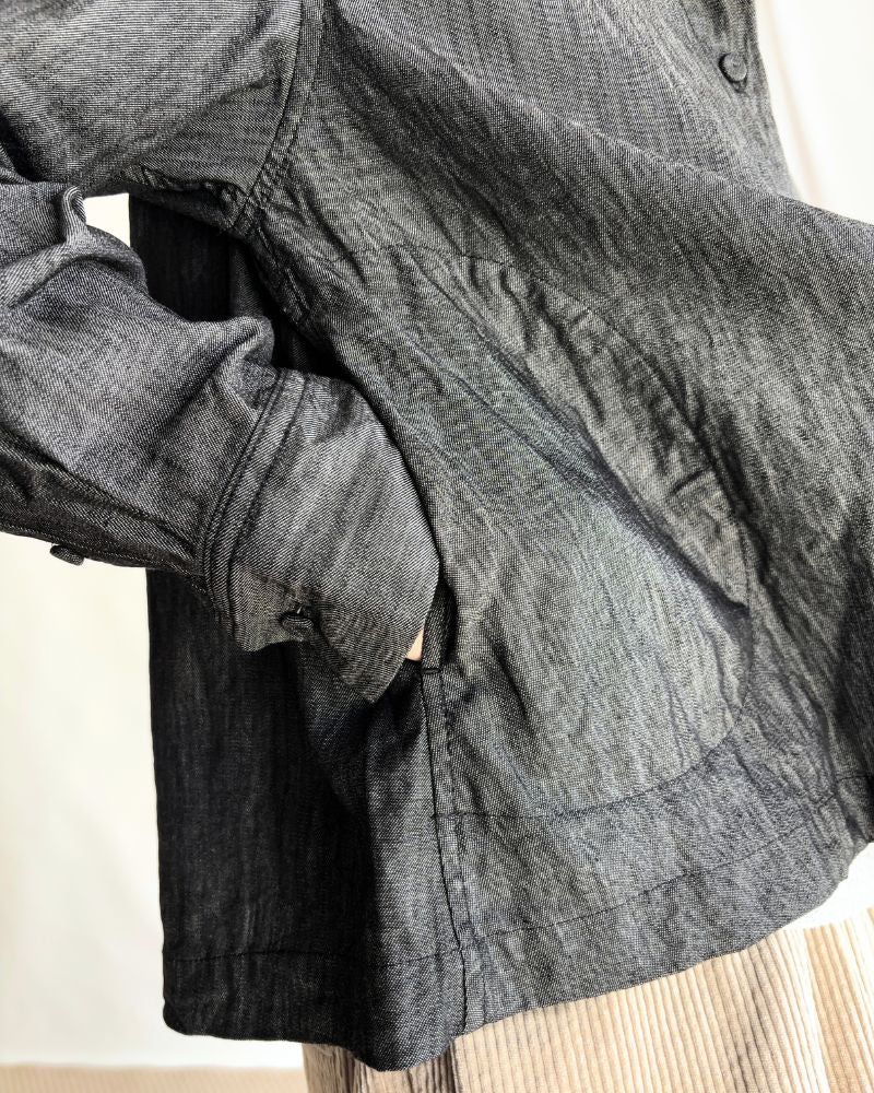 A‐LINE SHORT SHIRT (DENIM) in Black