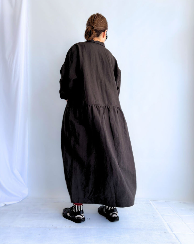 Colored Linen Dress in Black