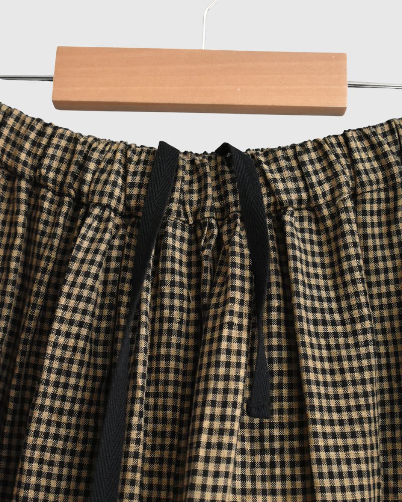 Wide Cocoon Gathered Pants in Camel/Black