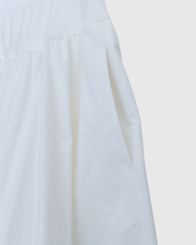 Rib Barrel Skirt in White