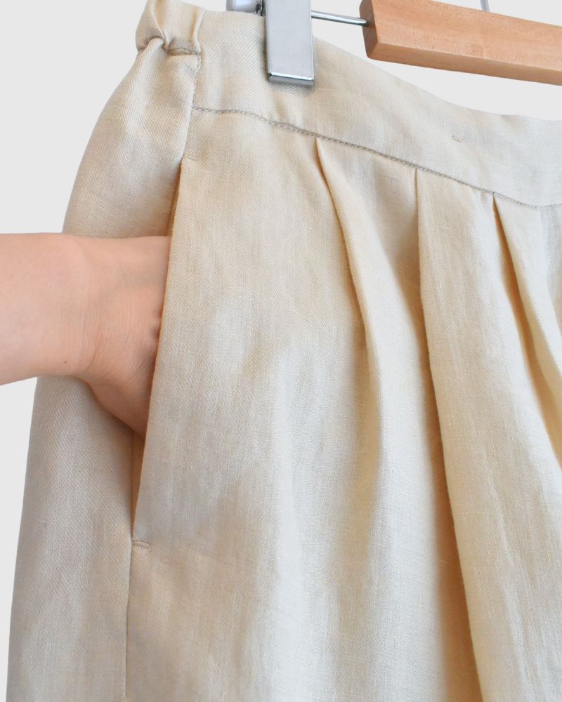 Sarrouel Wide Short Length Pants in Ivory