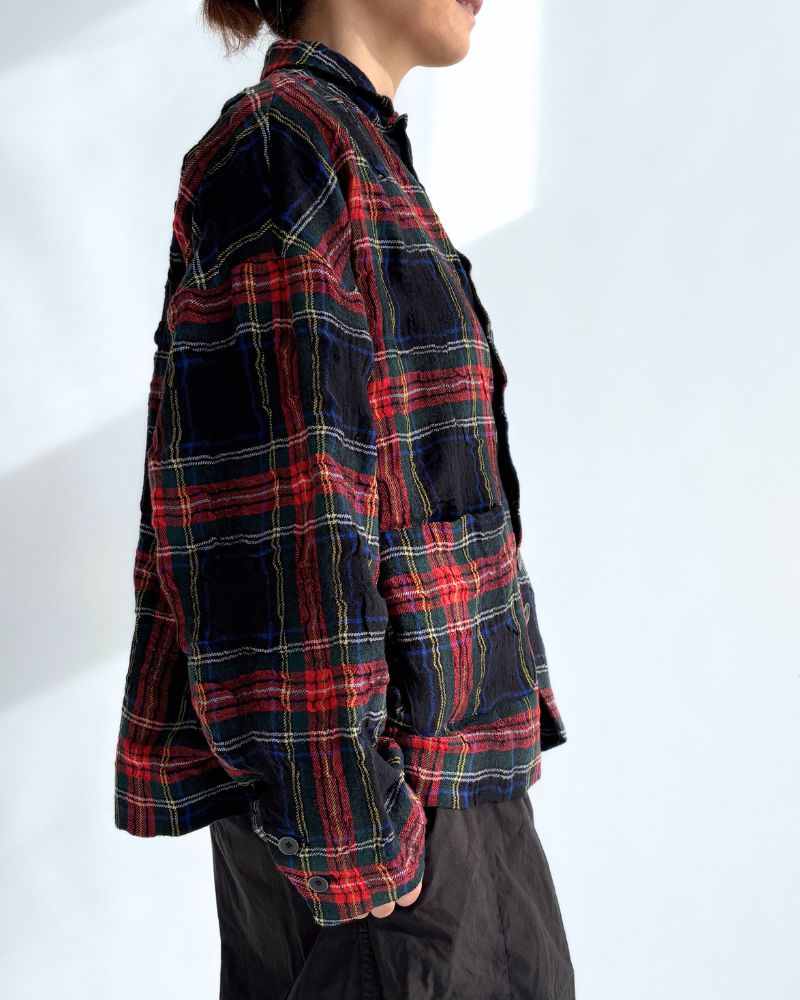 Cotton wool tartan jacket in Black