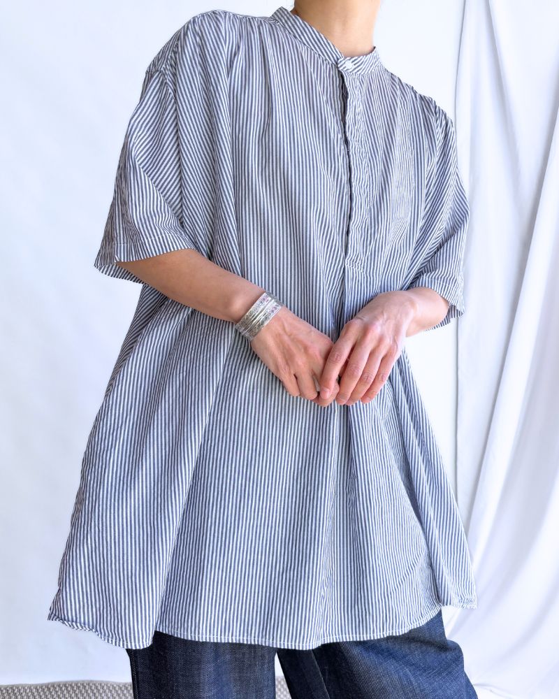 Striped Gathered Shirt in Stripe A