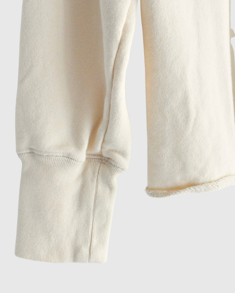 Recycle/Organic Henley Neck Sweatshirt in Ivory