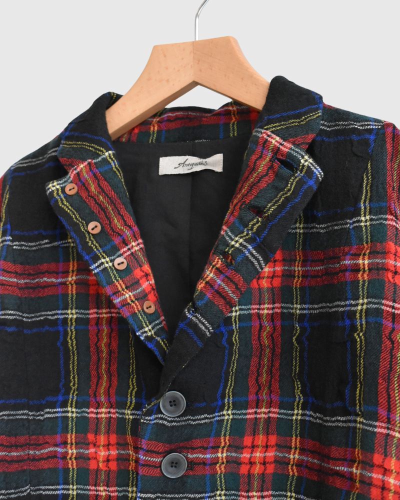 Cotton wool tartan jacket in Black
