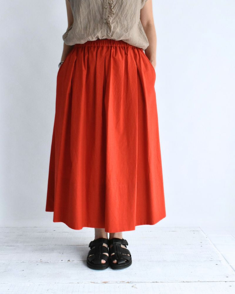 Easy Tuck Skirt in Orange