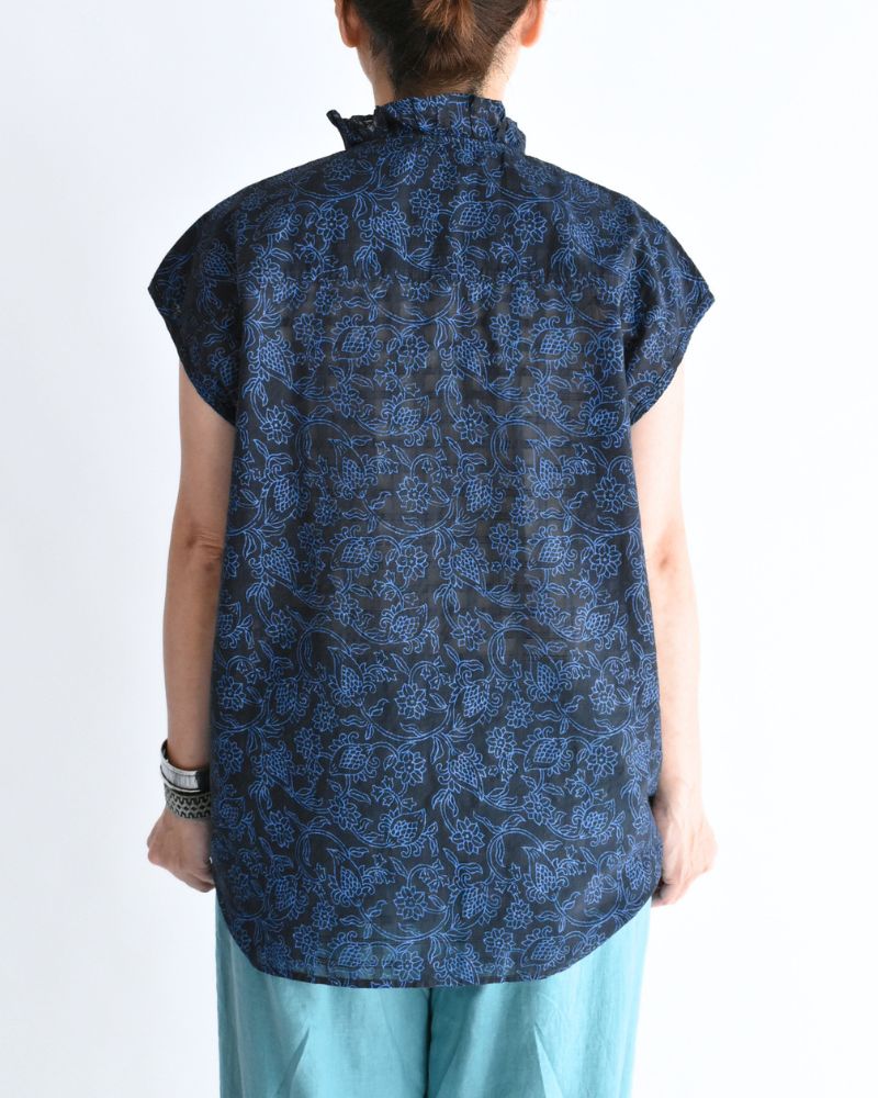 FRENCH/SL FRILL COLLAR SHIRTS in Navy/Blue
