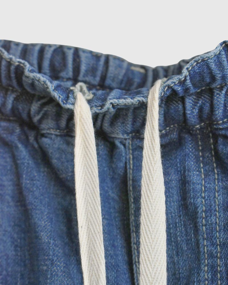 Cotton linen denim pants in FadeBlue
