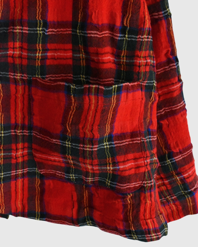 Cotton Wool Tartan Check Jacket in Red