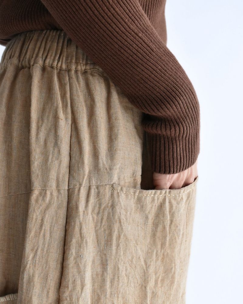 Handwoven 40 Linen Culottes in Beige
