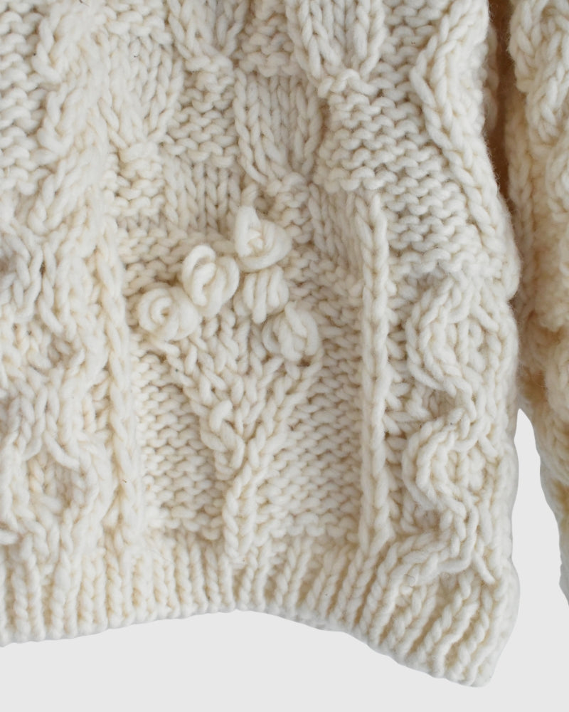 Peru Hand Knit Pullover in White