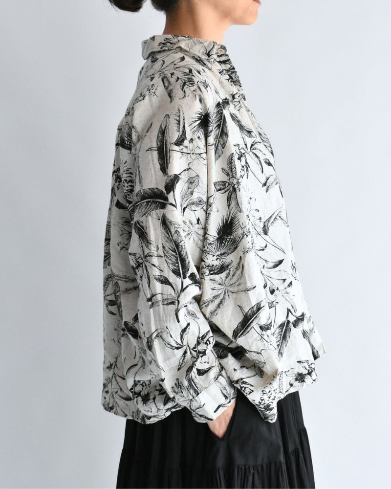 Botanical Print Shirt in Natural
