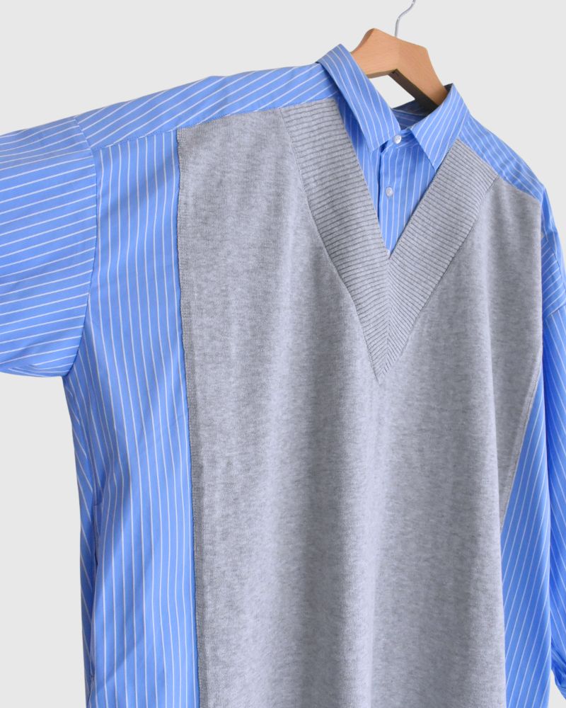 Knit vest layered striped shirt dress 'APOLU' in Saxe