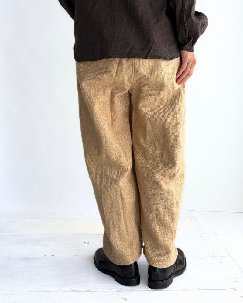 TEORI washed twill loose tapered pants in LightBeige