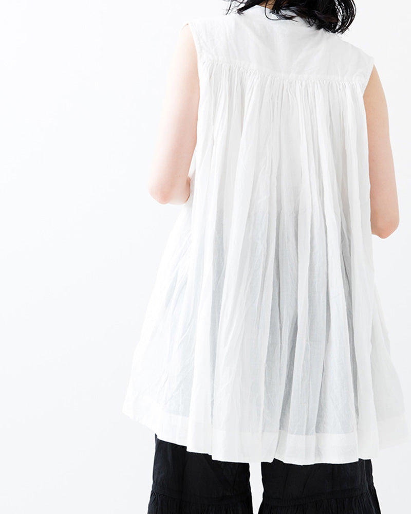 Sleeveless gathered blouse *Short in White