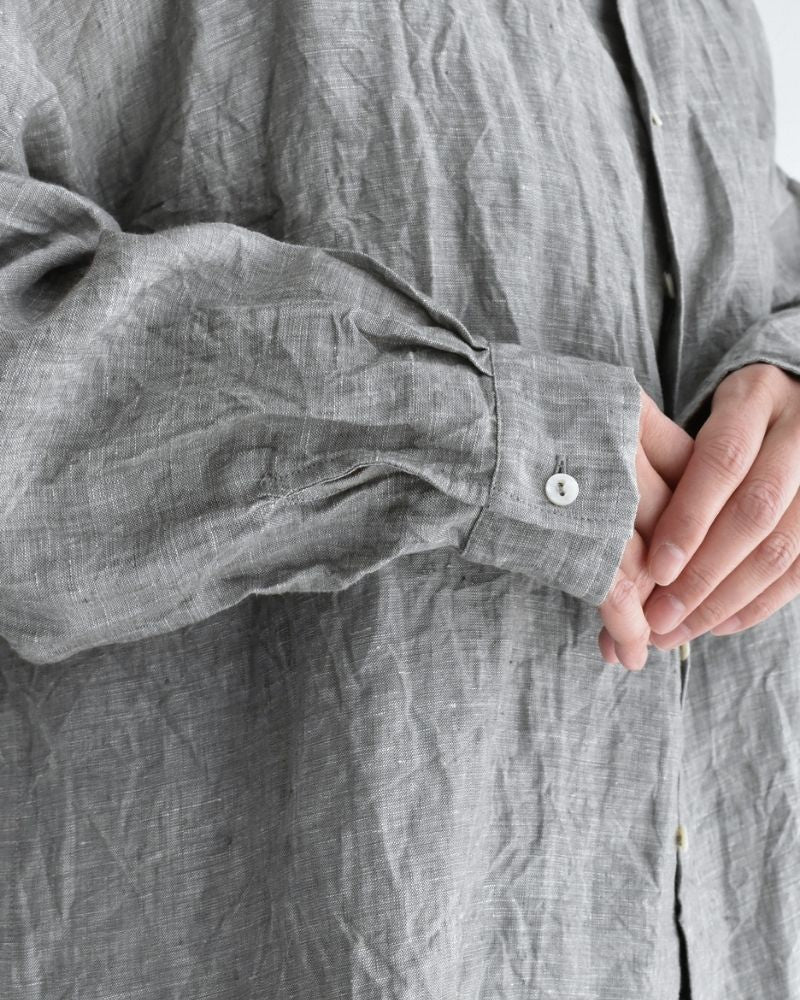 Handwoven 60×60 Linen Square Shirt in Gray