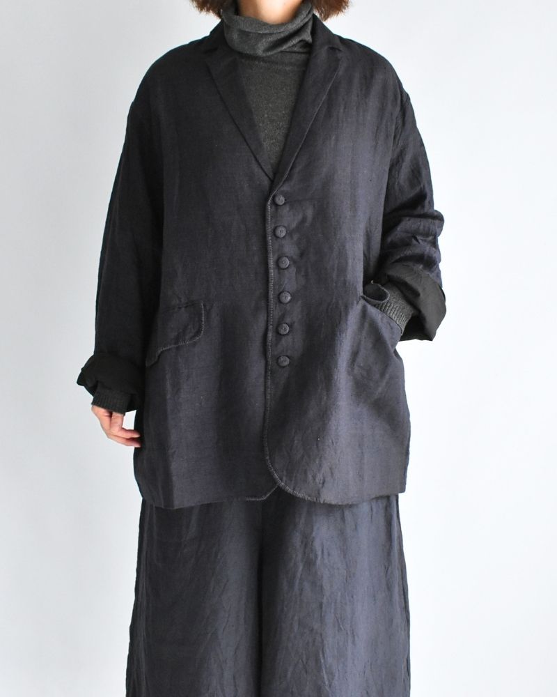 Handwoven 40 Linen Jacket in DarkNavy
