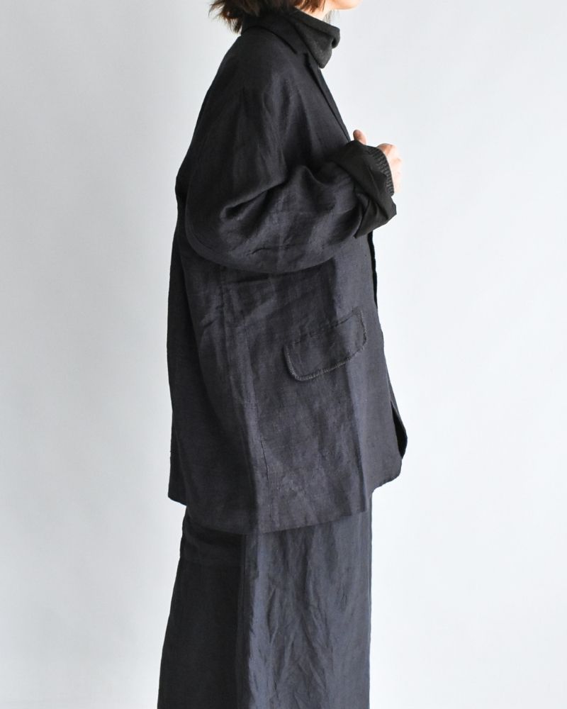 Handwoven 40 Linen Jacket in DarkNavy