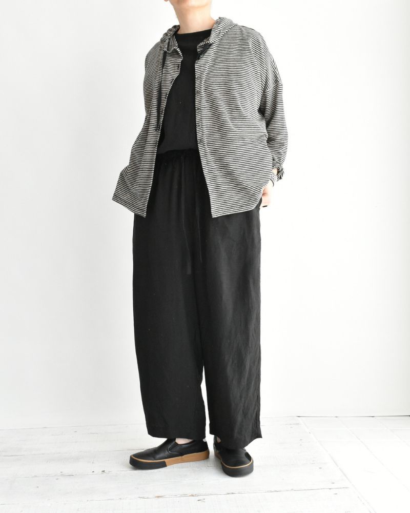 French Linen Wide Pants in Black