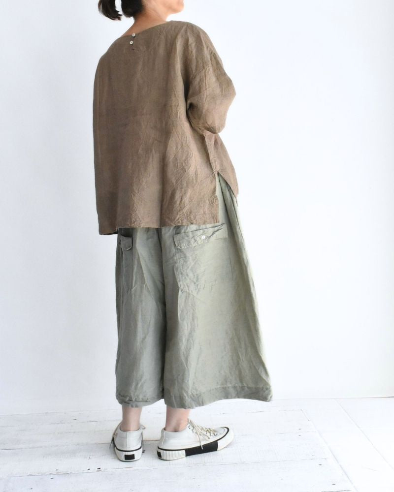 Handwoven 60x60 Linen Pullover Shirt in Beige