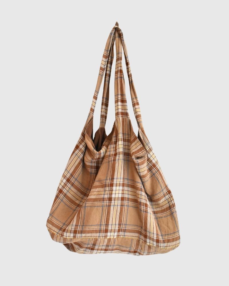 LINEN TARTAN CHECK BAG Check/C