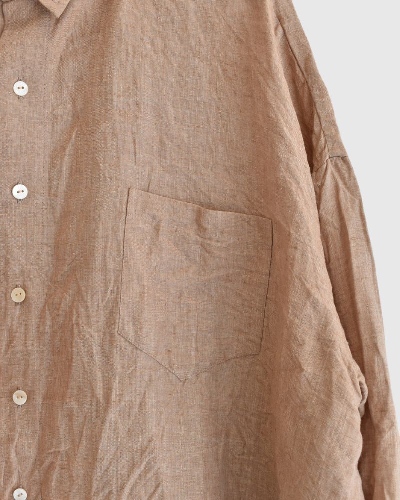 Handwoven 60×60 Linen Square Shirt in PinkBeige