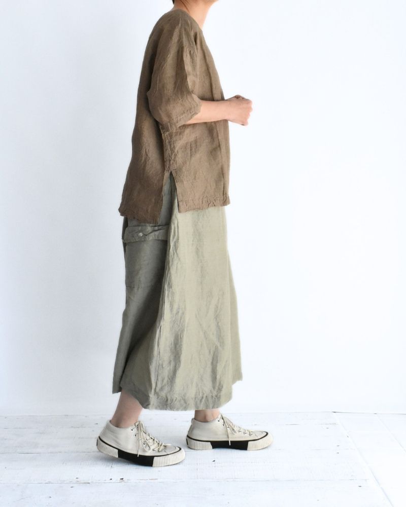Handwoven 60x60 Linen Pullover Shirt in Beige