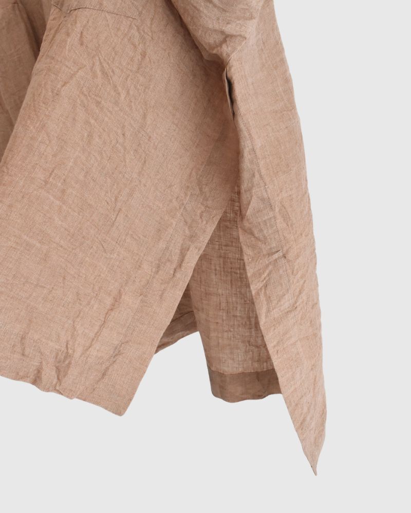 Handwoven 60×60 Linen Square Shirt in PinkBeige