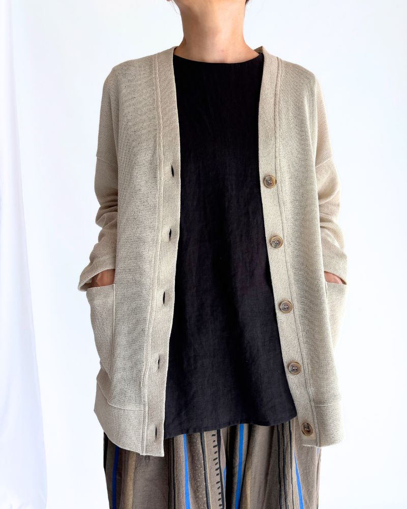 RANDOM WAFFLE CARDIGAN in Beige