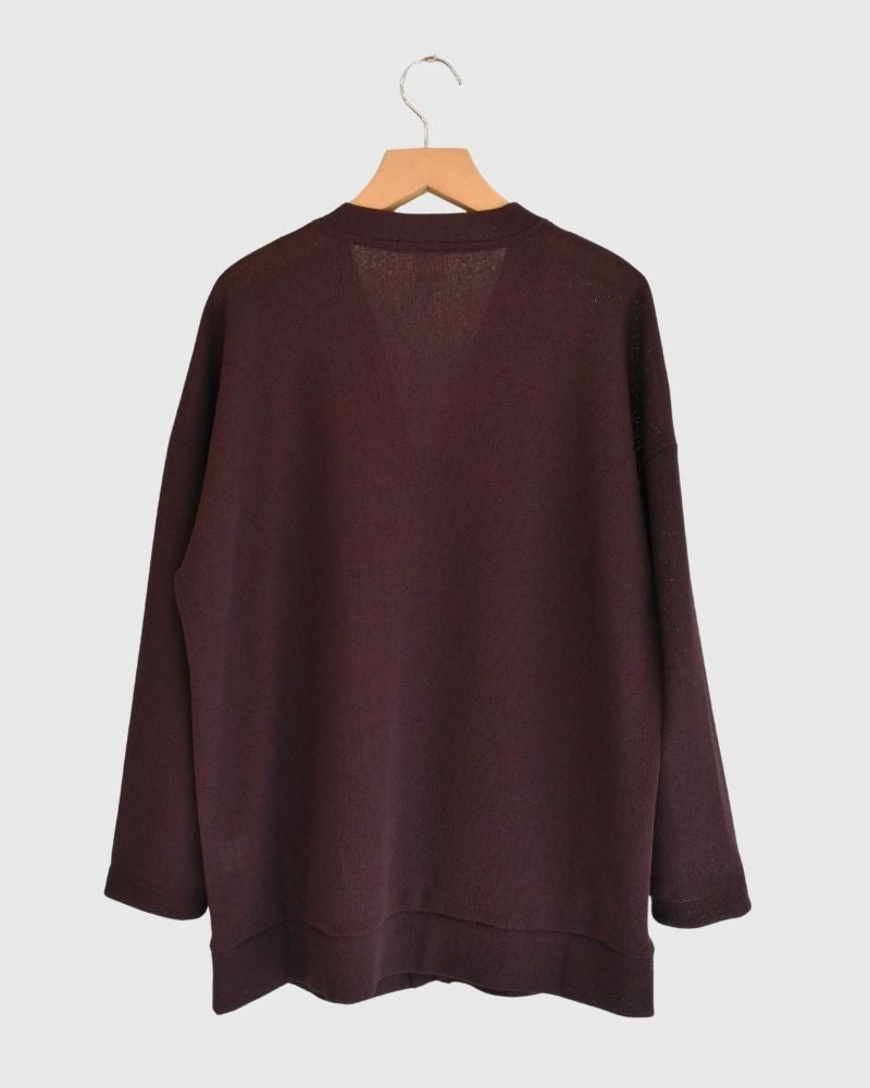 RANDOM WAFFLE CARDIGAN in Burgundy