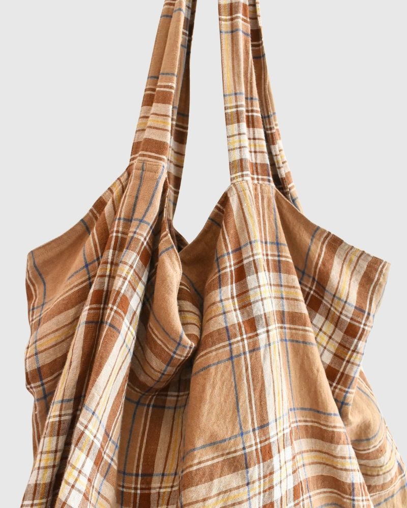 LINEN TARTAN CHECK BAG Check/C
