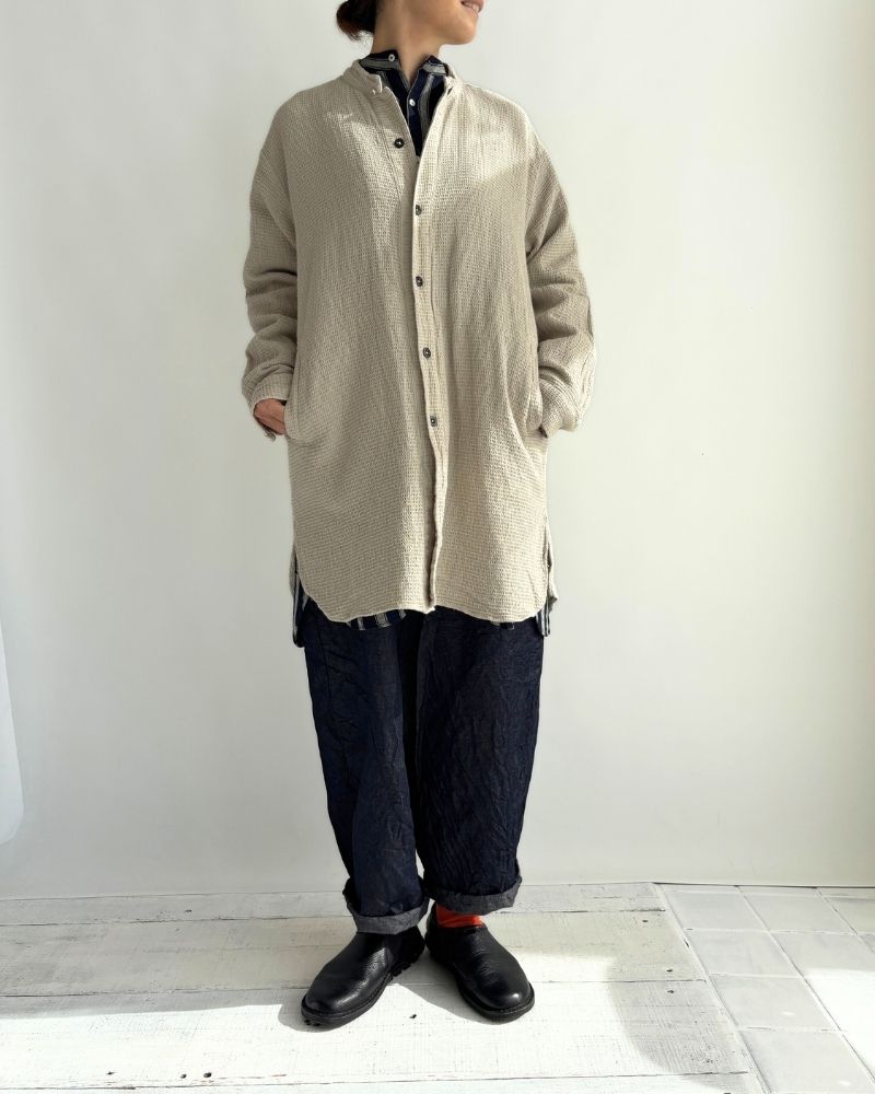Stand Collar Shirt in MilkyGrey