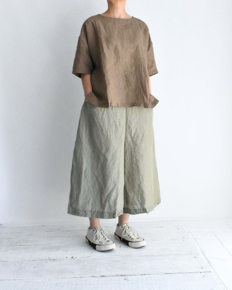 Handwoven 60x60 Linen Pullover Shirt in Beige