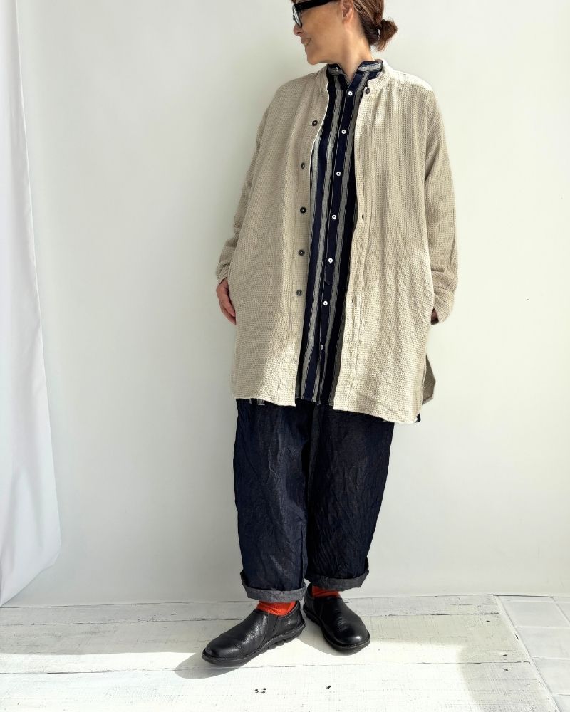 Stand Collar Shirt in MilkyGrey