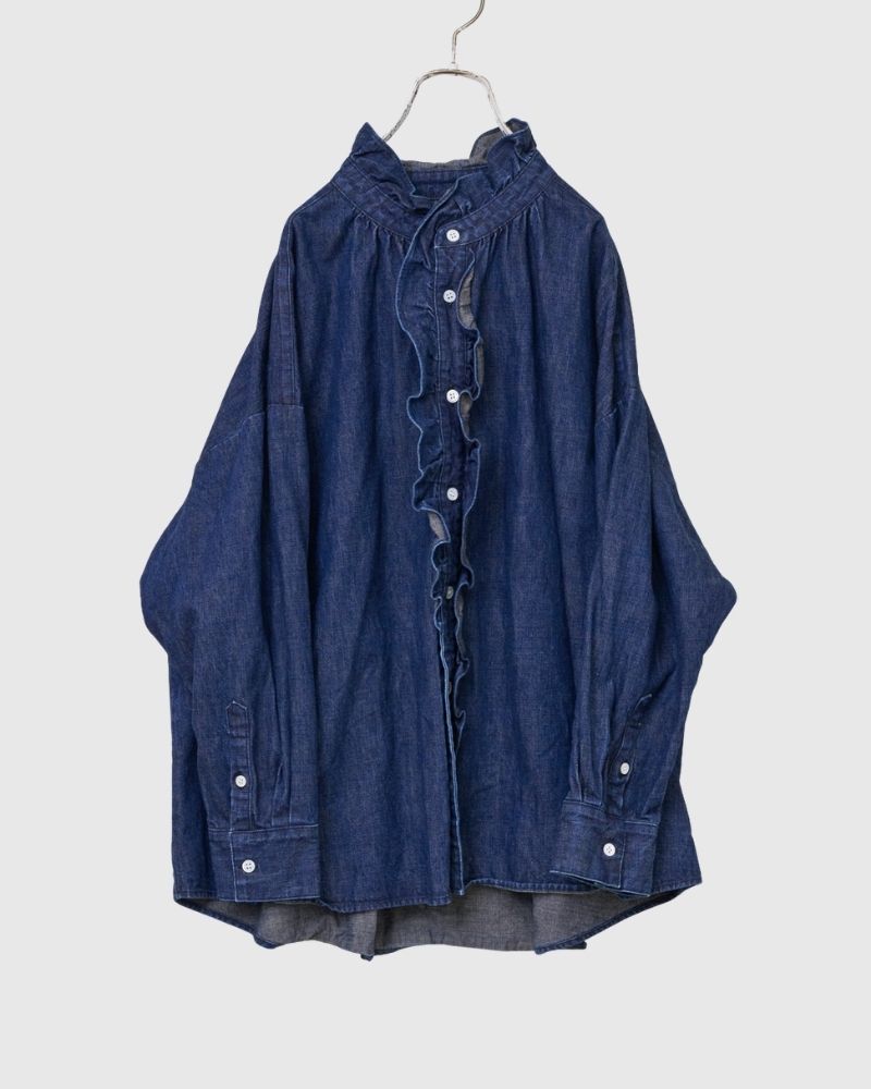 [Pre-order] F/W LA518 Ordinary Denim Frill Blouse (Late Sep - Early Oct)