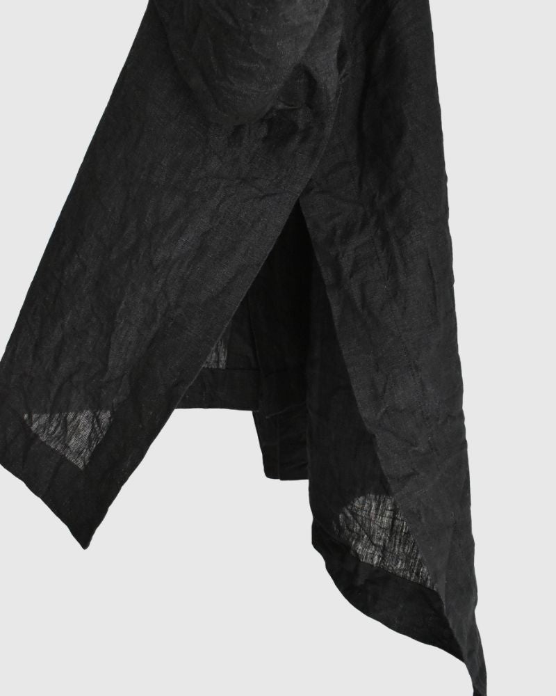 Handwoven 60×60 Linen Square Shirt in Black
